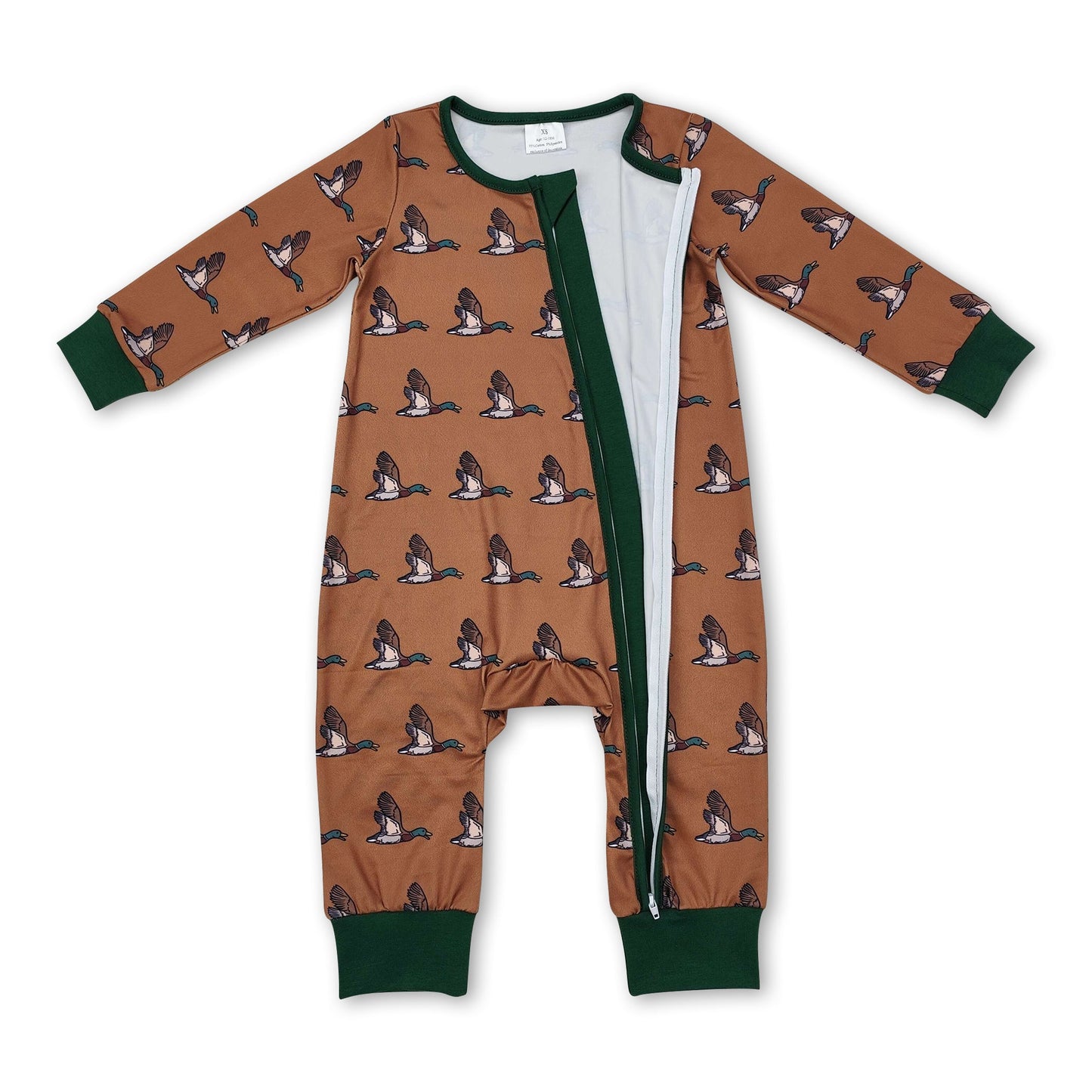 Enten-Langarm-Baby-Kinder-Jagd-Reißverschluss-Strampler