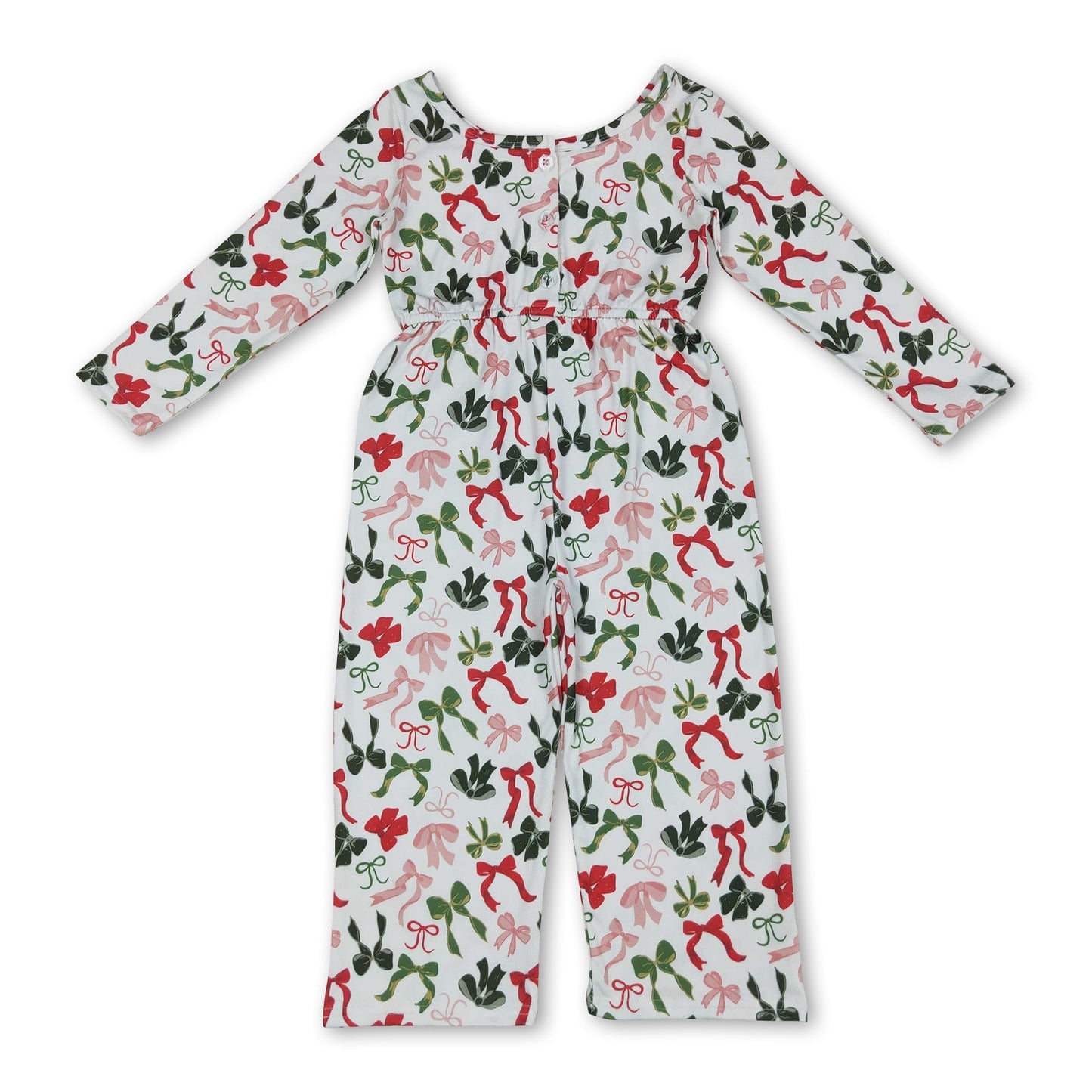 Langarm Rot Grün Schleife Kinder Mädchen Weihnachts-Jumpsuit