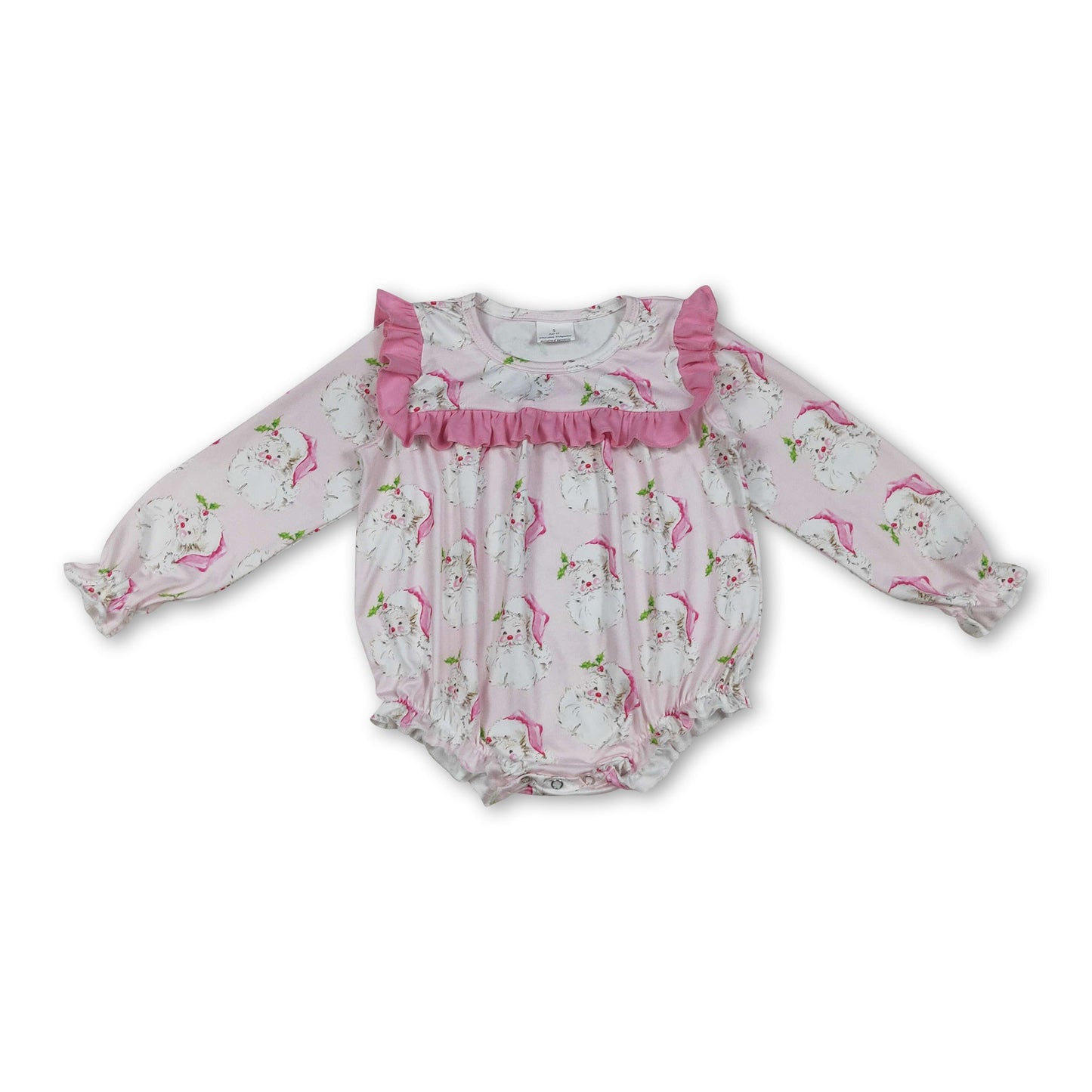 Langarm rosa Rüschen Santa Baby Mädchen Weihnachtsstrampler