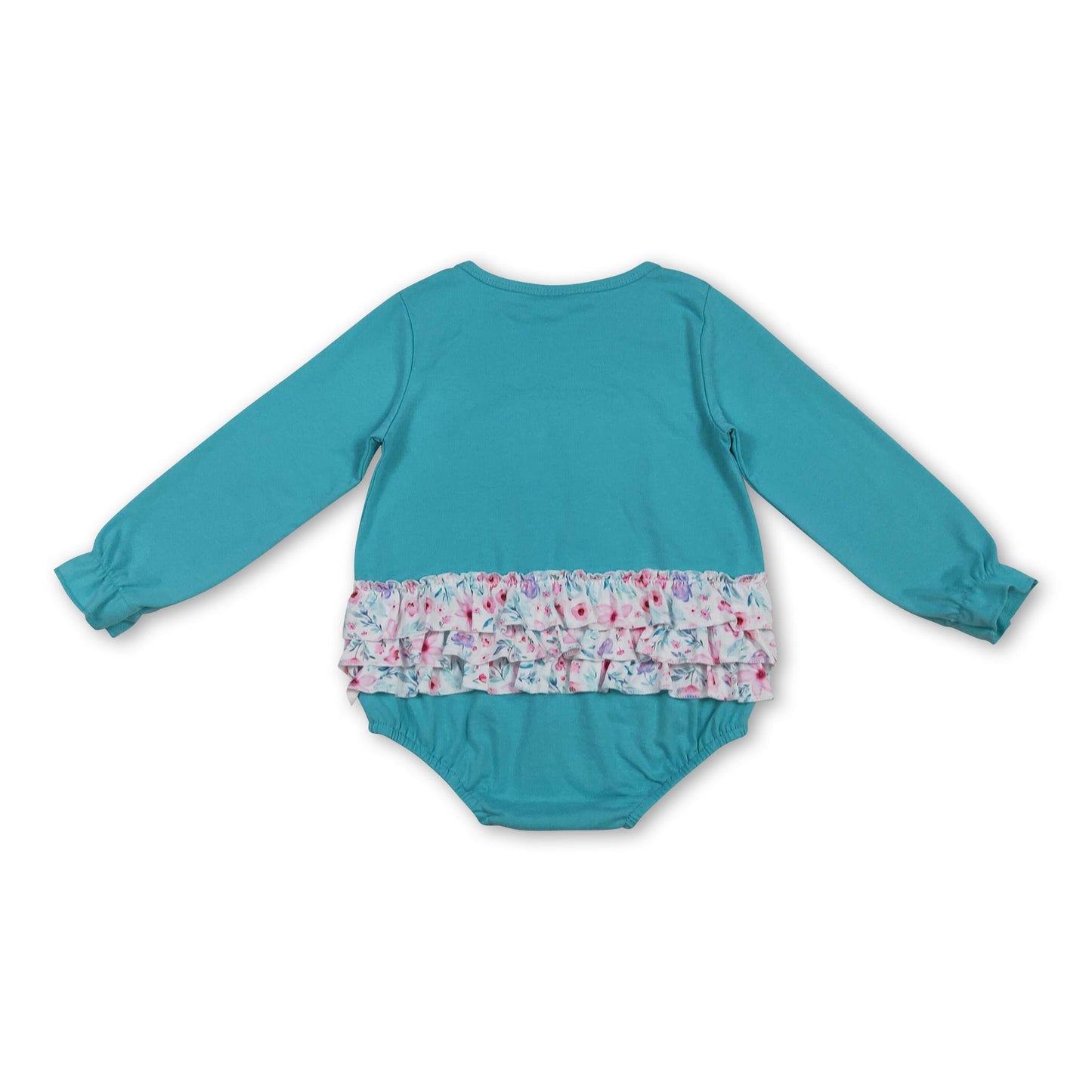 Langärmeliger Blumen-Strampler für Baby-Mädchen mit Schleife und Rüschen für den Herbst