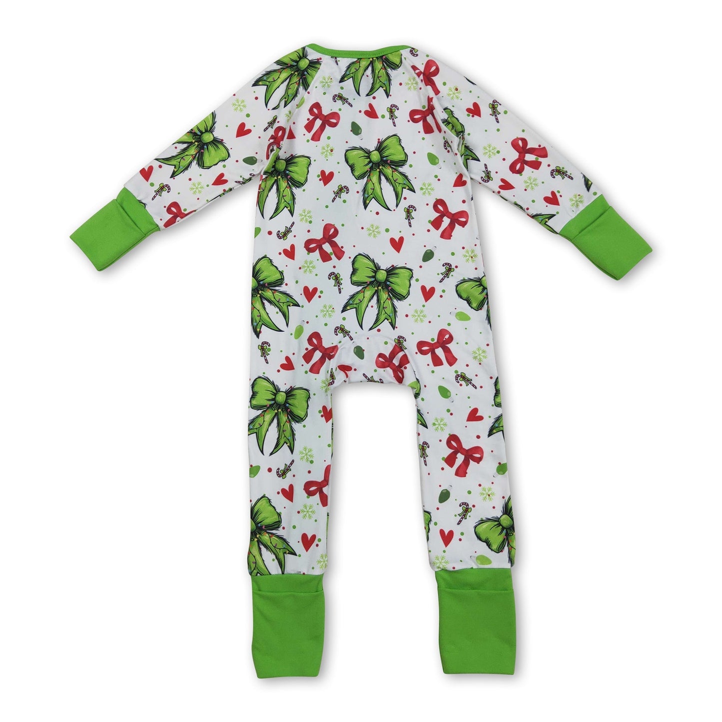 Rüschen grünes Gesicht Baby Mädchen Weihnachten Reißverschluss Strampler