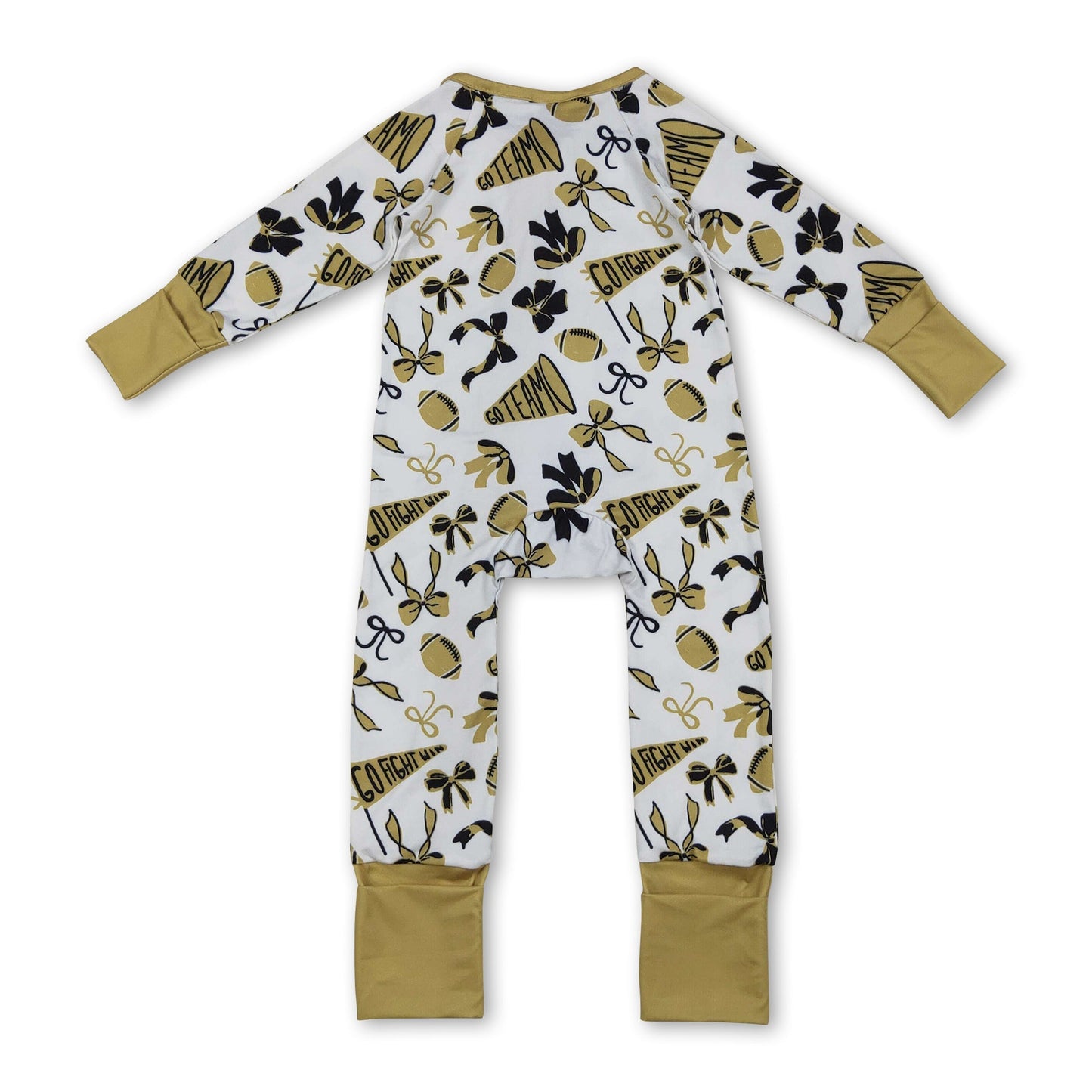 Langarm Strampler mit Schleife und Rüschen, Team-Reißverschluss-Strampler für Baby-Mädchen