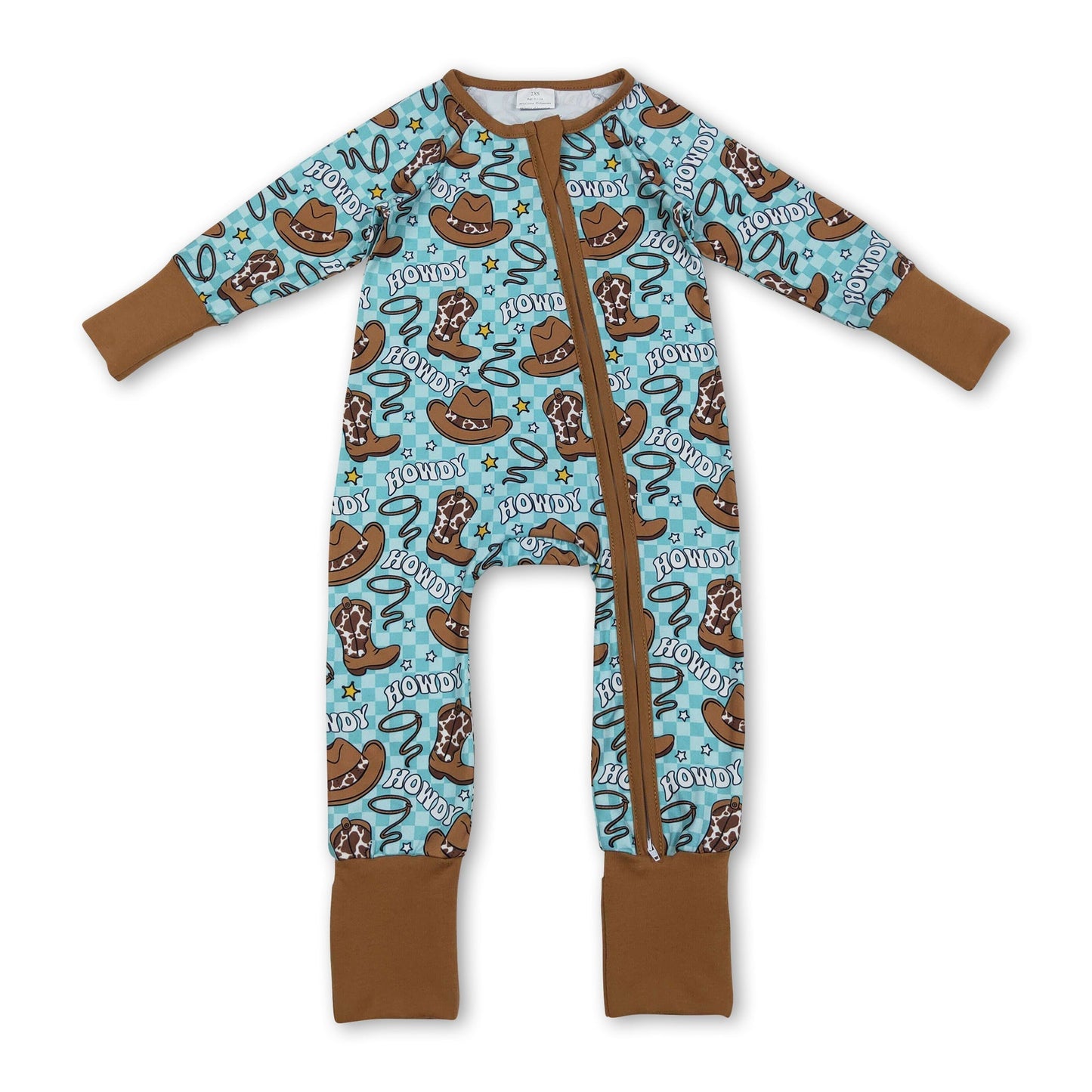 Cowboy Stiefel Howdy Blumiger Western Strampler mit Reißverschluss für Baby Jungen