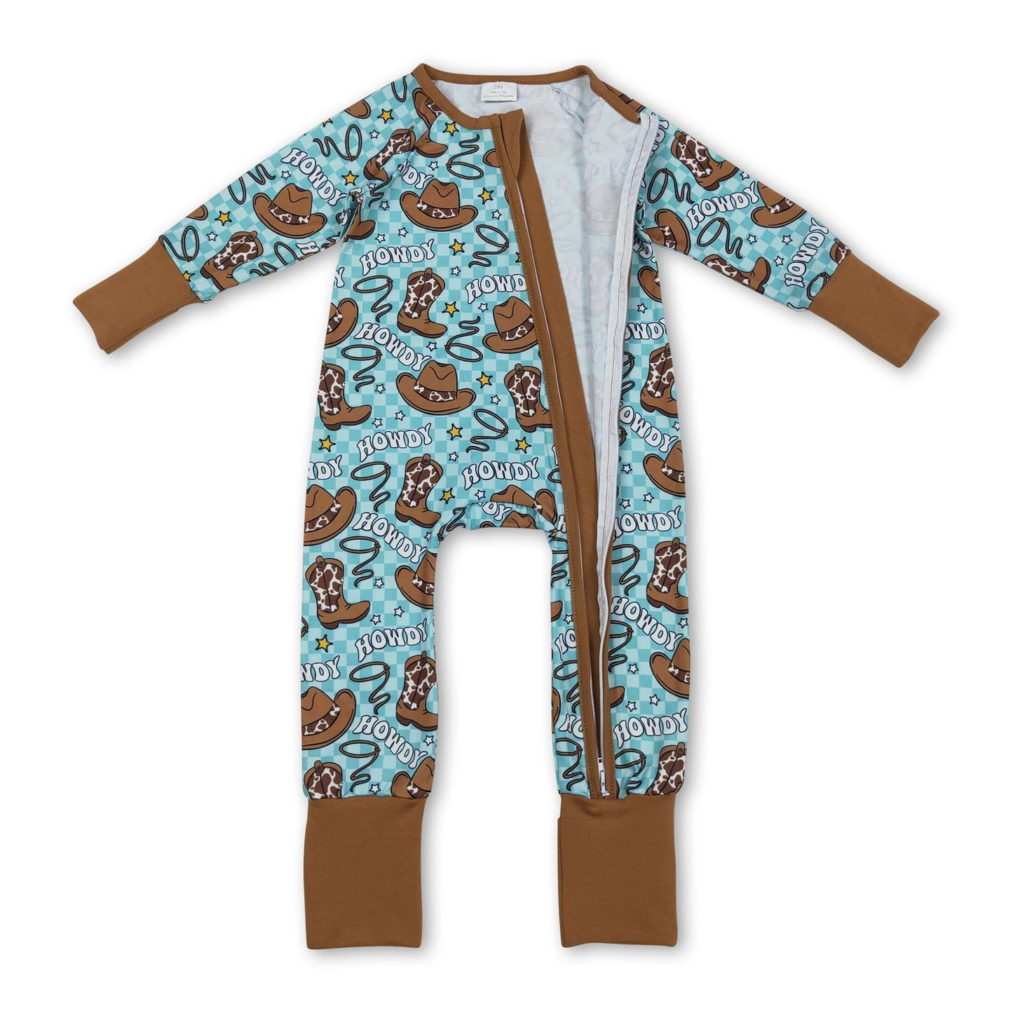 Cowboy Stiefel Howdy Blumiger Western Strampler mit Reißverschluss für Baby Jungen