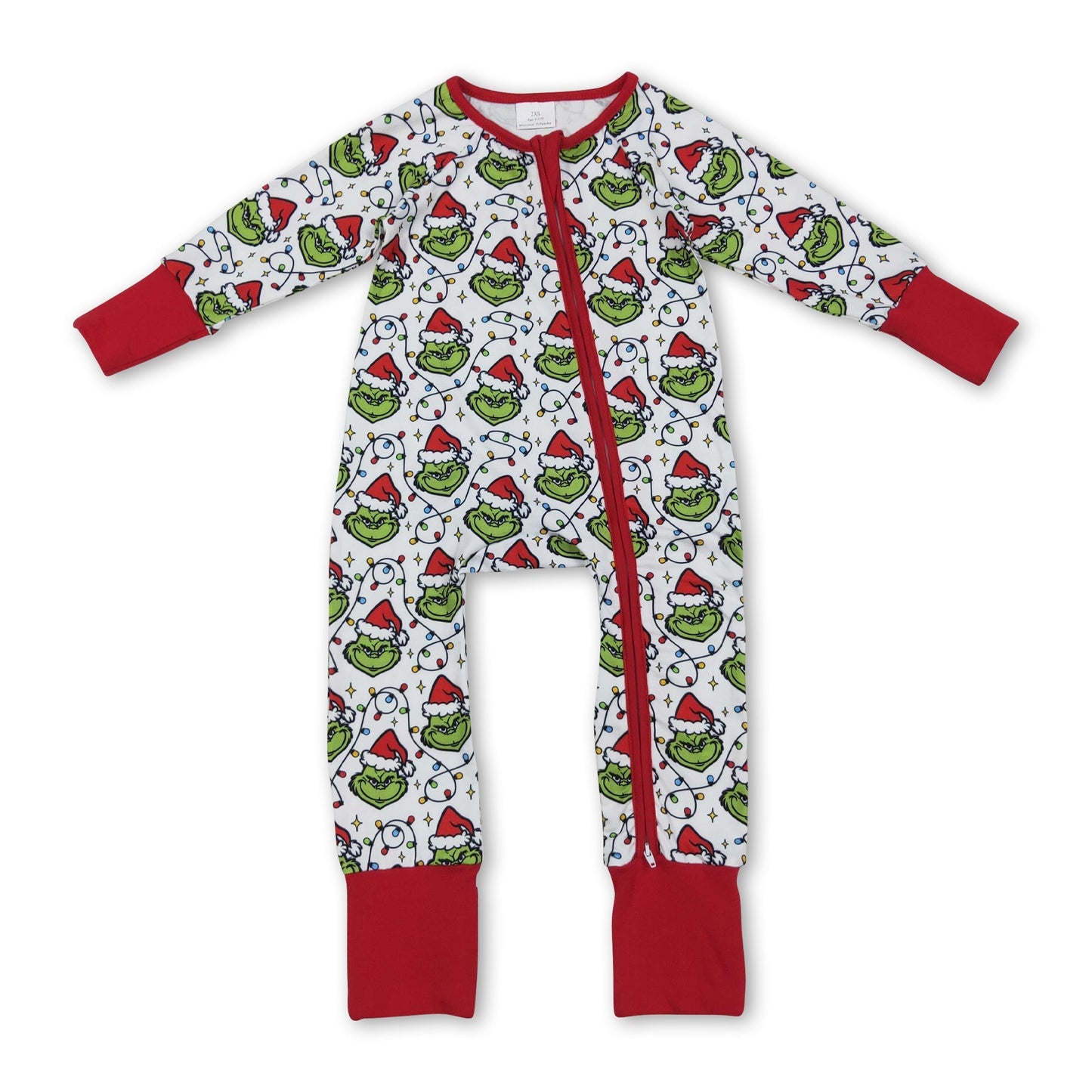 Weihnachtsbeleuchtung grün Gesicht Baby Kinder Reißverschluss Strampler