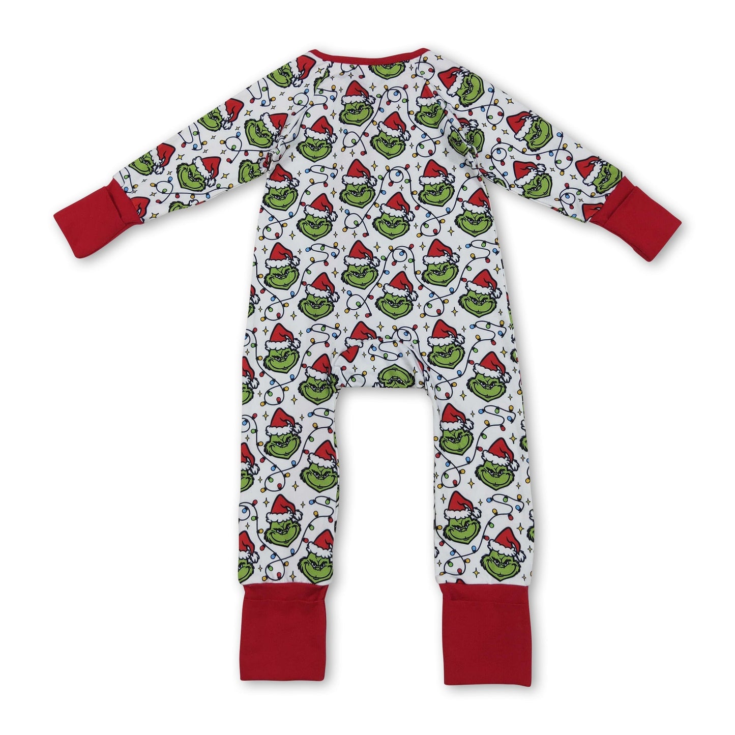 Weihnachtsbeleuchtung grün Gesicht Baby Kinder Reißverschluss Strampler