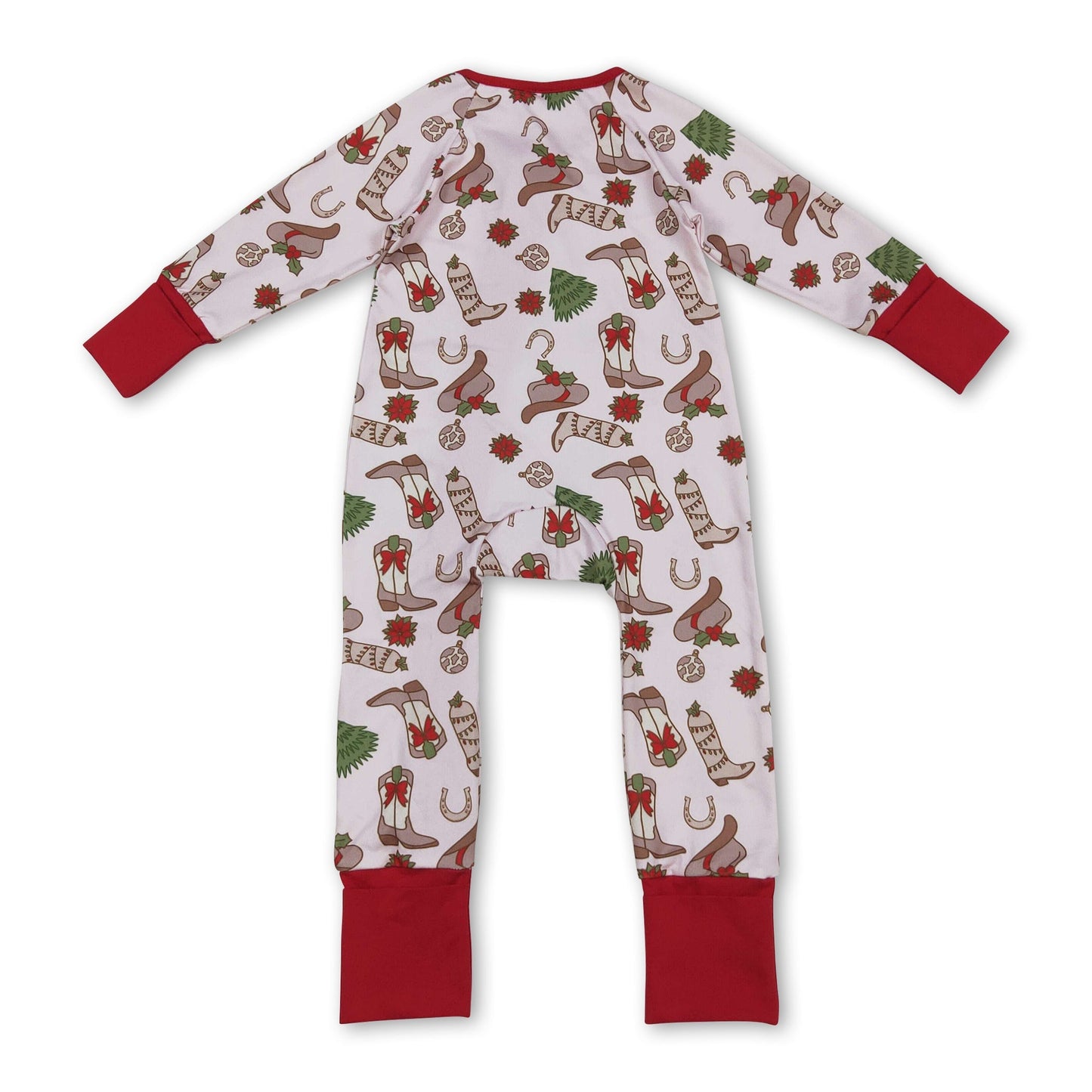 Weihnachtsbaum Schleife Stiefel Baby Mädchen Reißverschluss Strampler