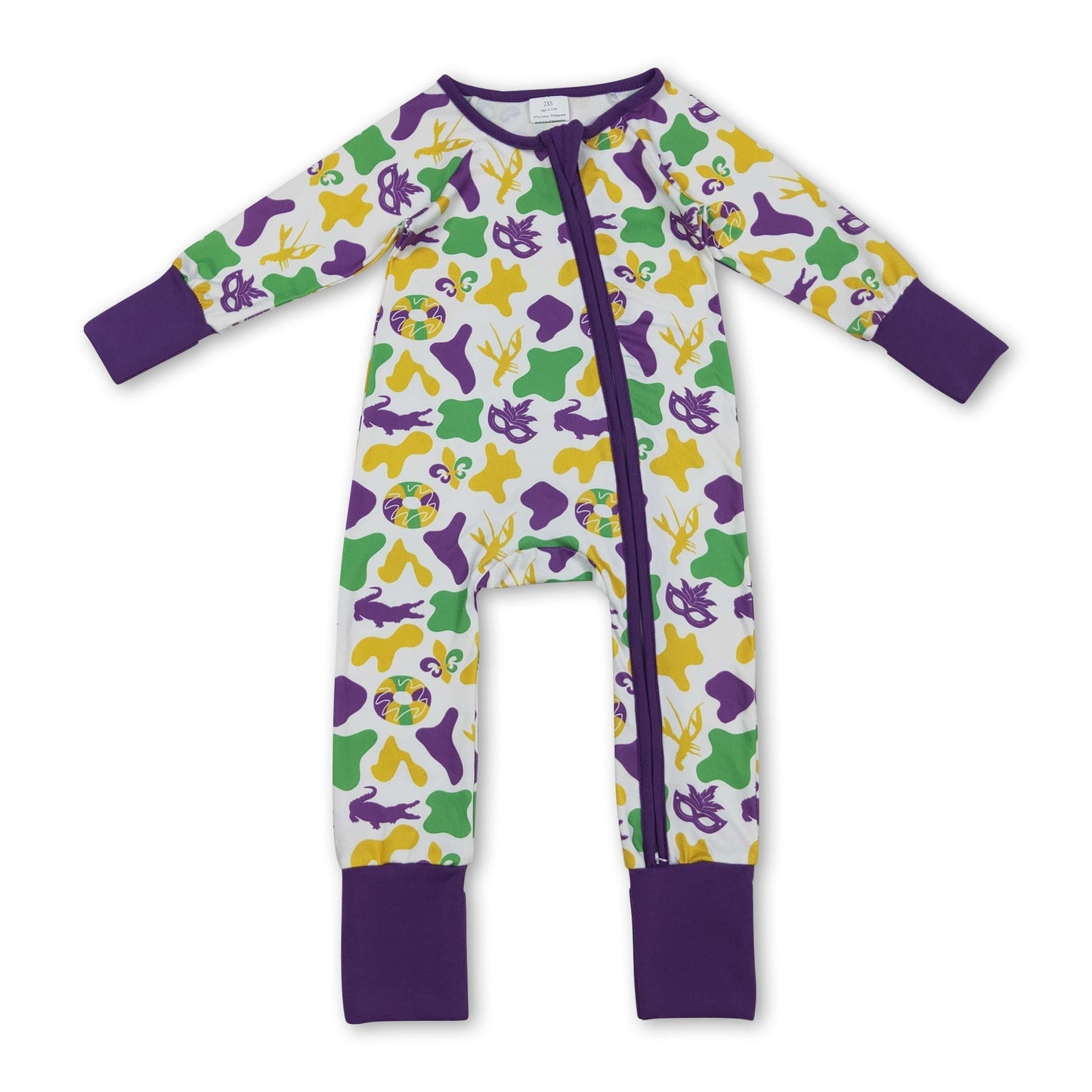 Krokodil Flusskrebs Baby-Kinder-Reißverschluss-Mardi-Gras-Strampler