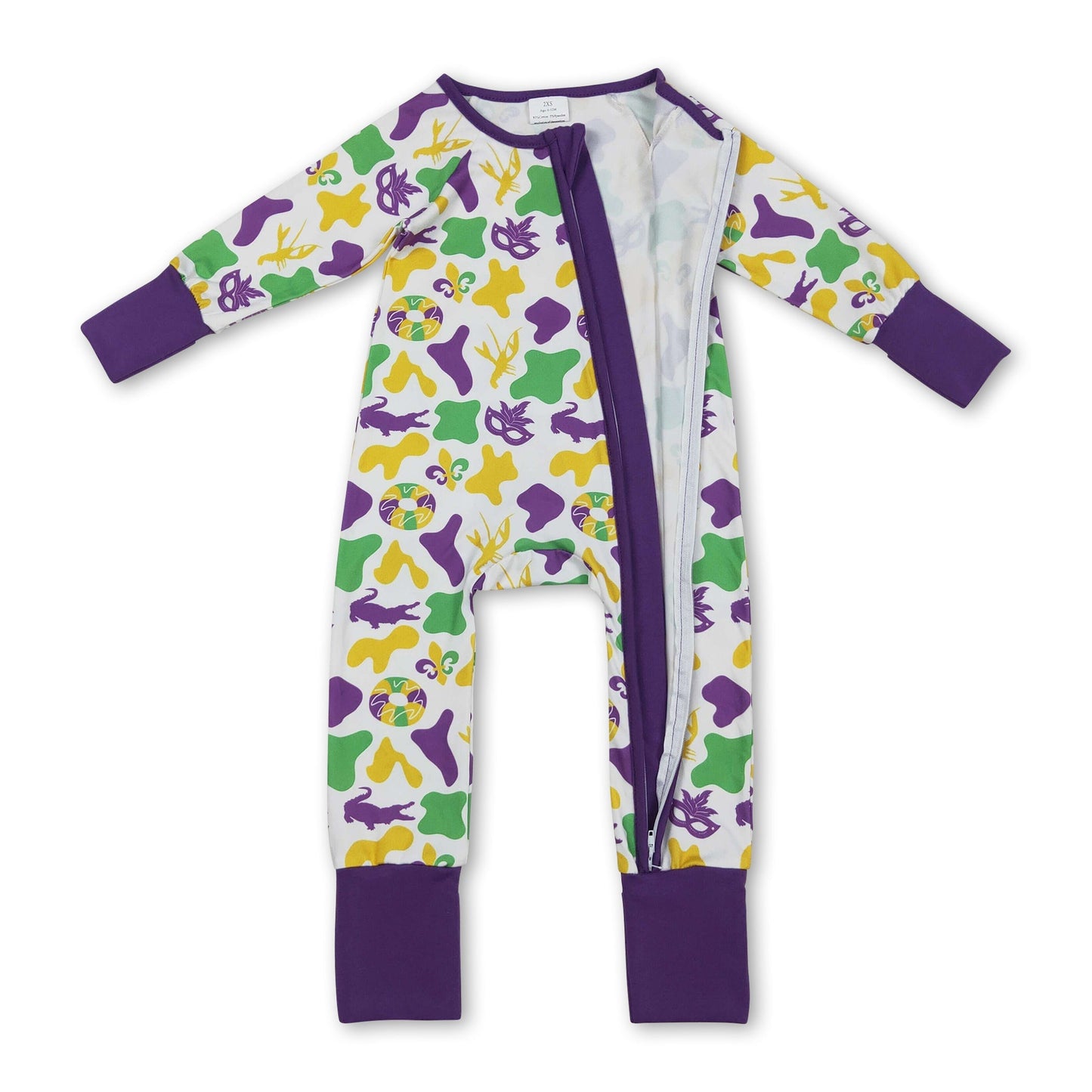 Krokodil Flusskrebs Baby-Kinder-Reißverschluss-Mardi-Gras-Strampler