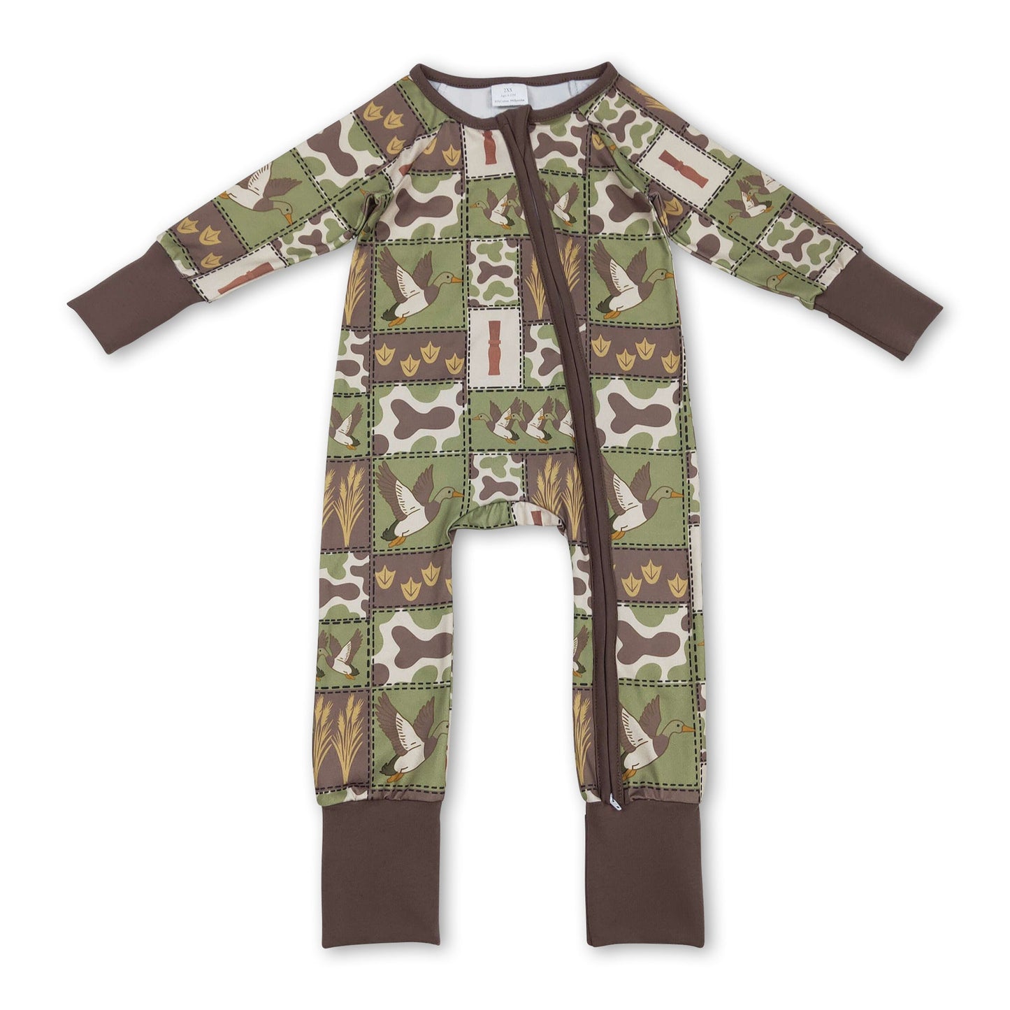 Langarm Enten-Camo-Strampler mit Reißverschluss für Babys und Kinder