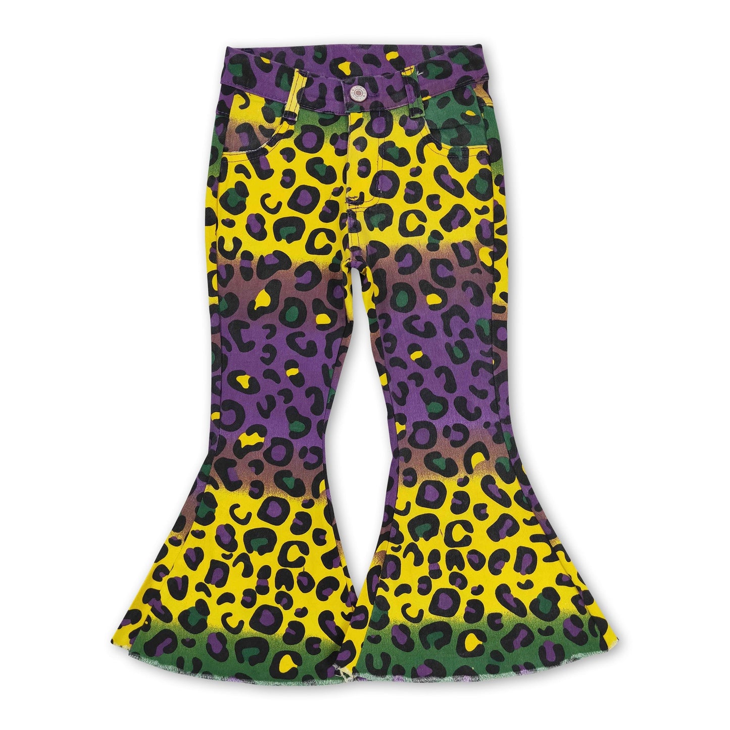 Lila grün gelb Leopard Jeans Mädchen Mardi Gras Jeans