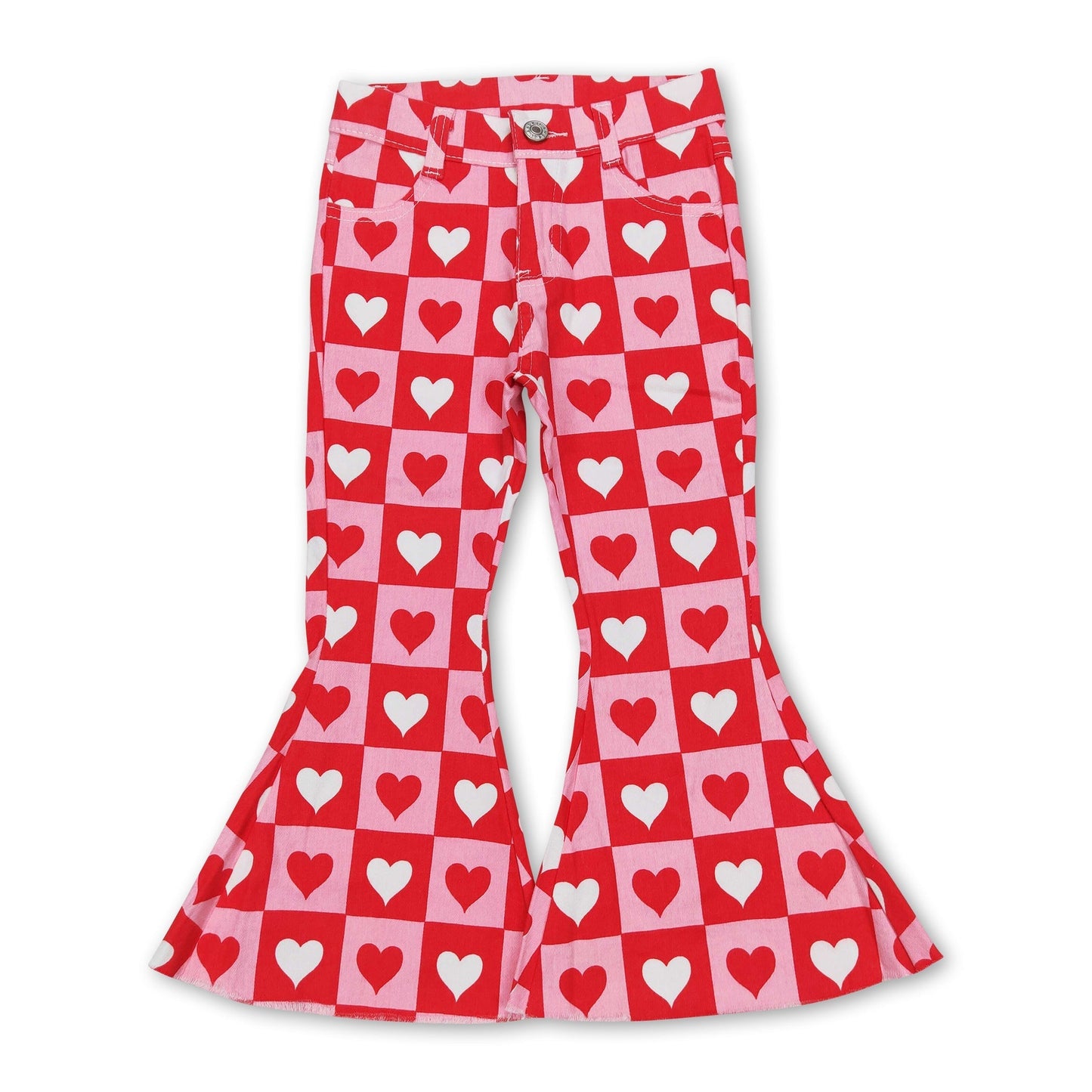 Plaid-Herz-Jeans für Mädchen zum Valentinstag