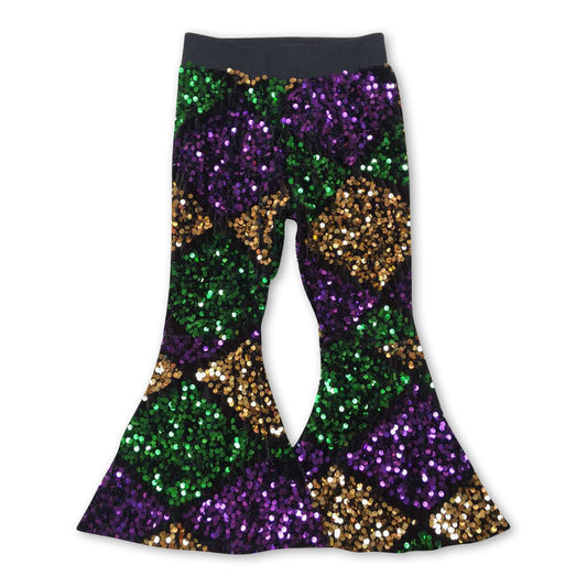 Grün lila gold Pailletten Mädchen Mardi Gras Hose
