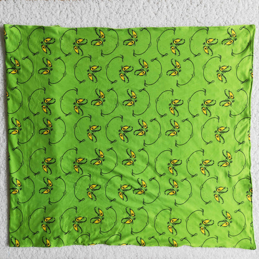 Grüne Gesichtsbedruckte Milchseide- und Minky-Weihnachtsdecken für Baby-Mädchen