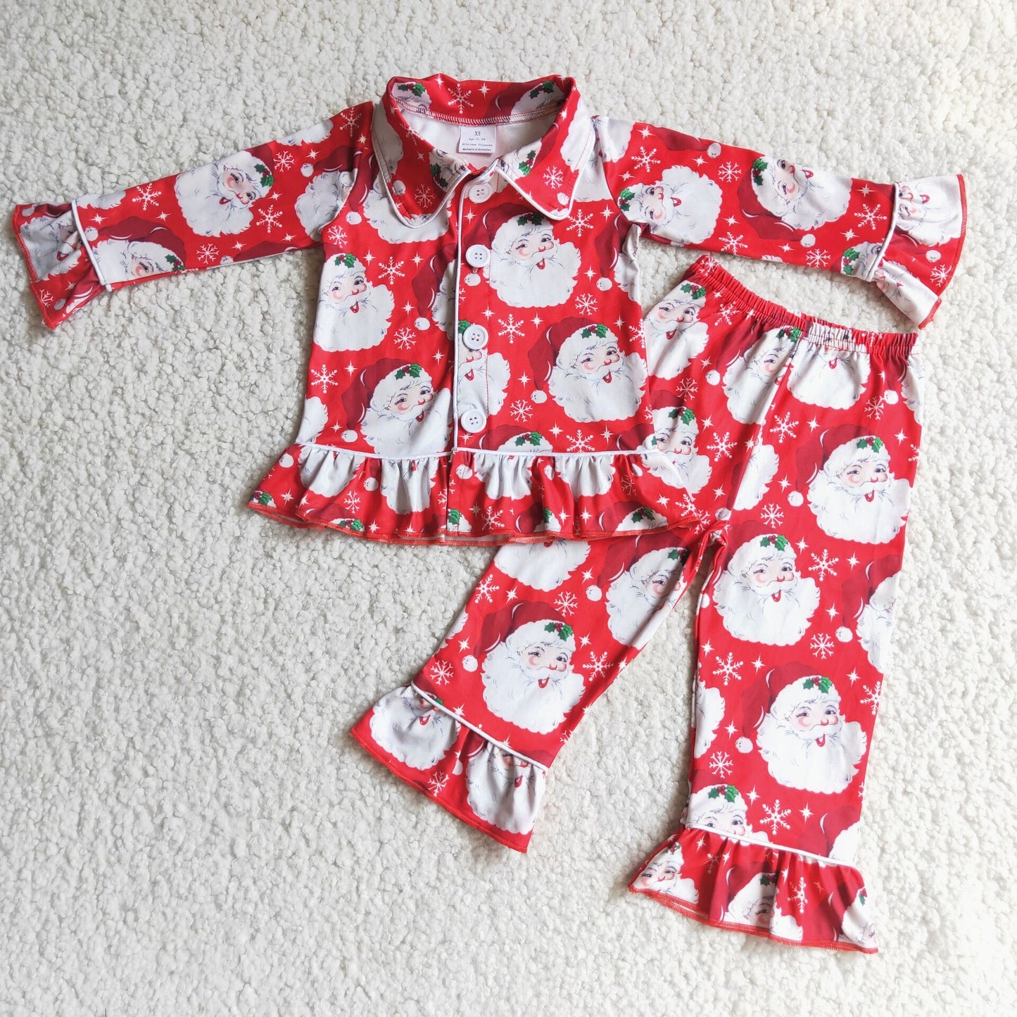 Schlafanzug mit Weihnachtsmann-Aufdruck für Mädchen