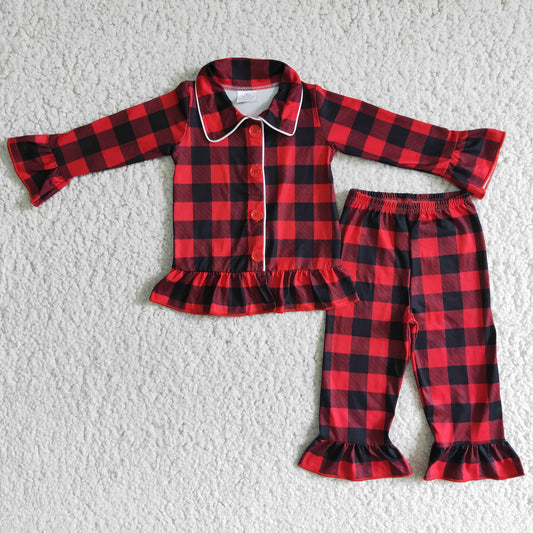 Buffalo plaid girls Christmas pajamas