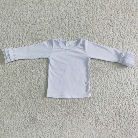Mädchen-Shirt mit Rüschen aus weißer Baumwolle und Zuckerguss