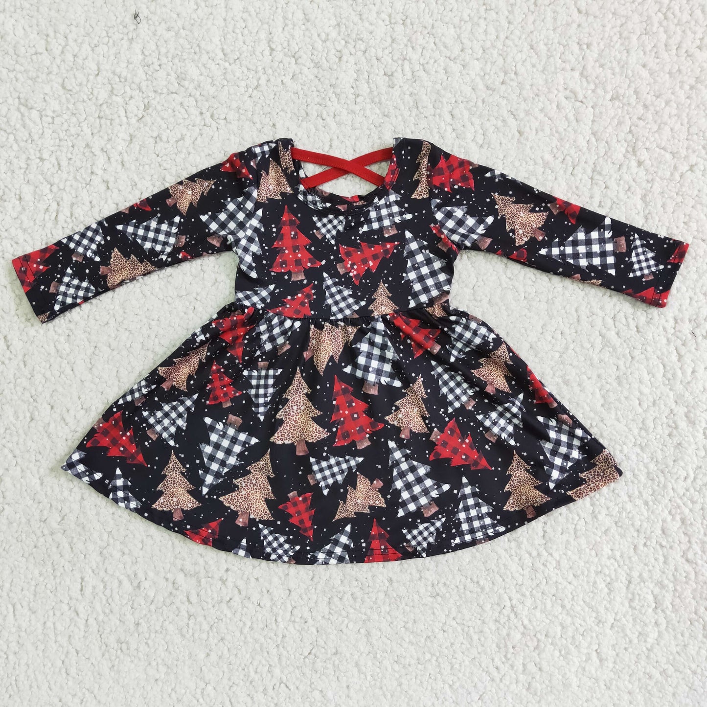 Leopardenmuster Plaid Weihnachten Baby Mädchen Tellerkleider