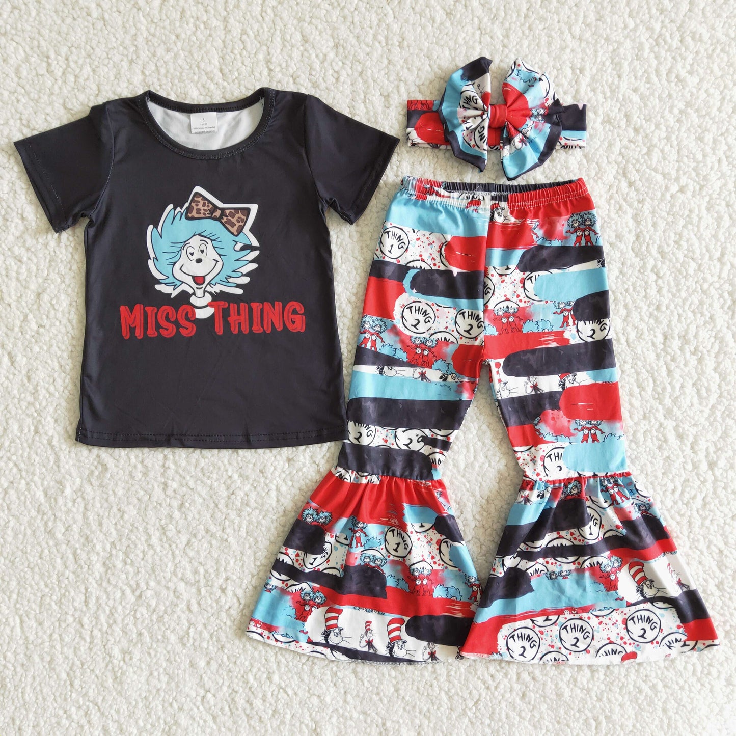Fräulein-Ding-Katze schwarzes Hemd Schlaghosen Baby Kinder Boutique Kleidung