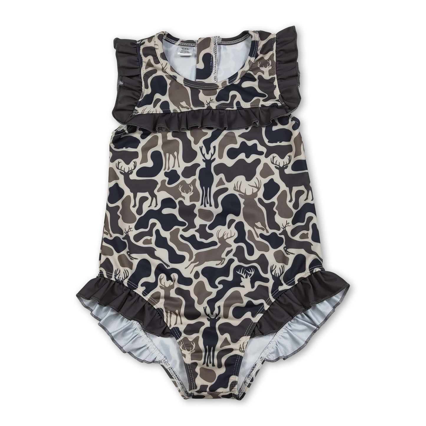 Rüschen Camo Hirsch Jagd Baby Mädchen Einteiler Badeanzug