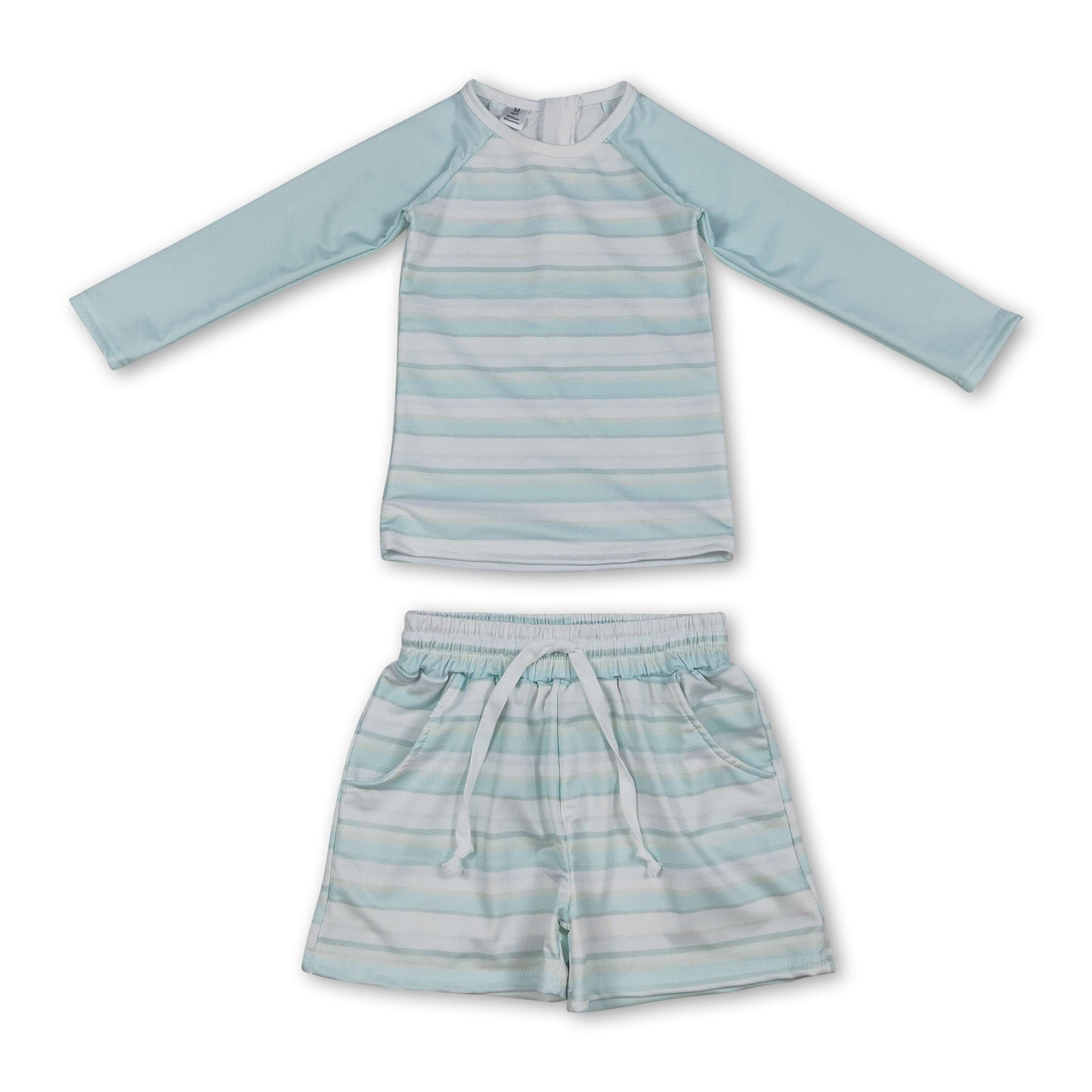 Langärmliges gestreiftes Top Shorts Kinder Jungen Badeanzug