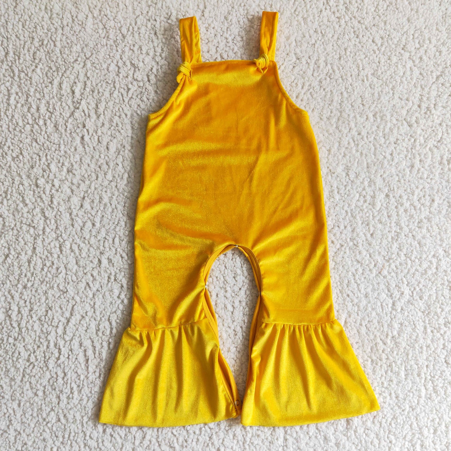 Gelber Samt-Strampler für Baby-Mädchen, lang, für den Herbst