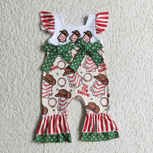 Cake embroidery 'Tis the season baby girls Christmas romper
