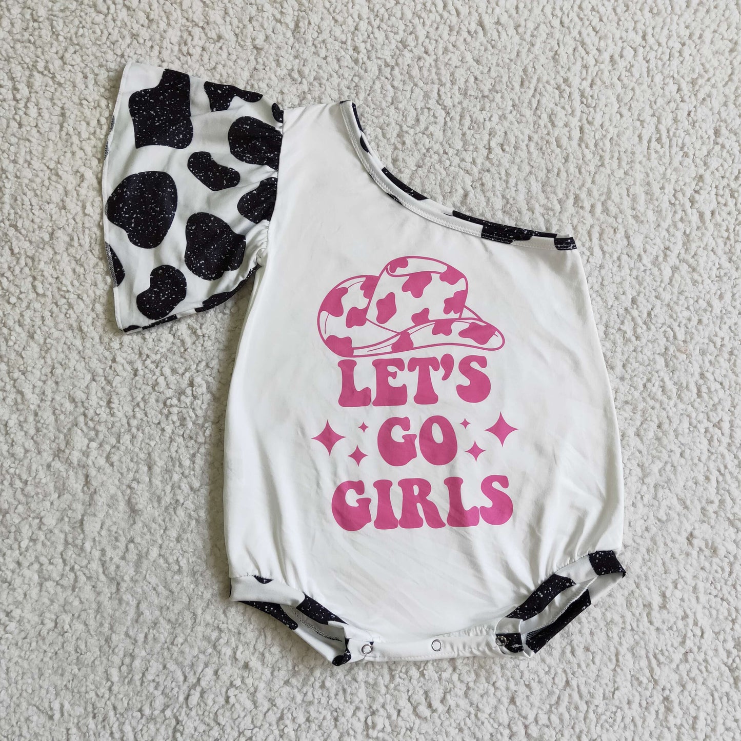 Let's Go Girls One Shoulder Baby Kids Western Strampler