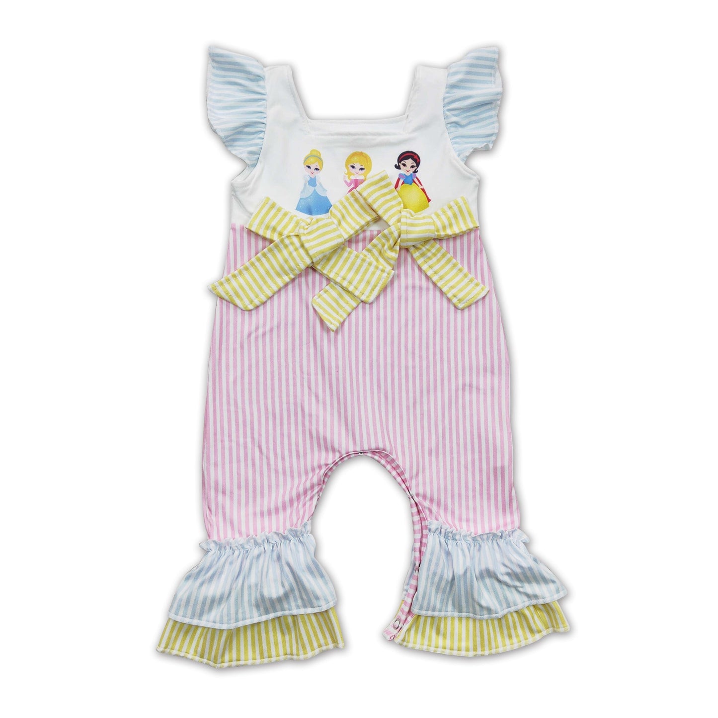 Strampler für Baby-Mädchen mit Rüschenärmeln und Streifen