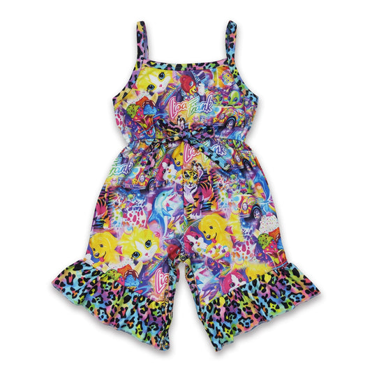 Tiger bunter, ärmelloser Leopard-Jumpsuit für kleine Mädchen