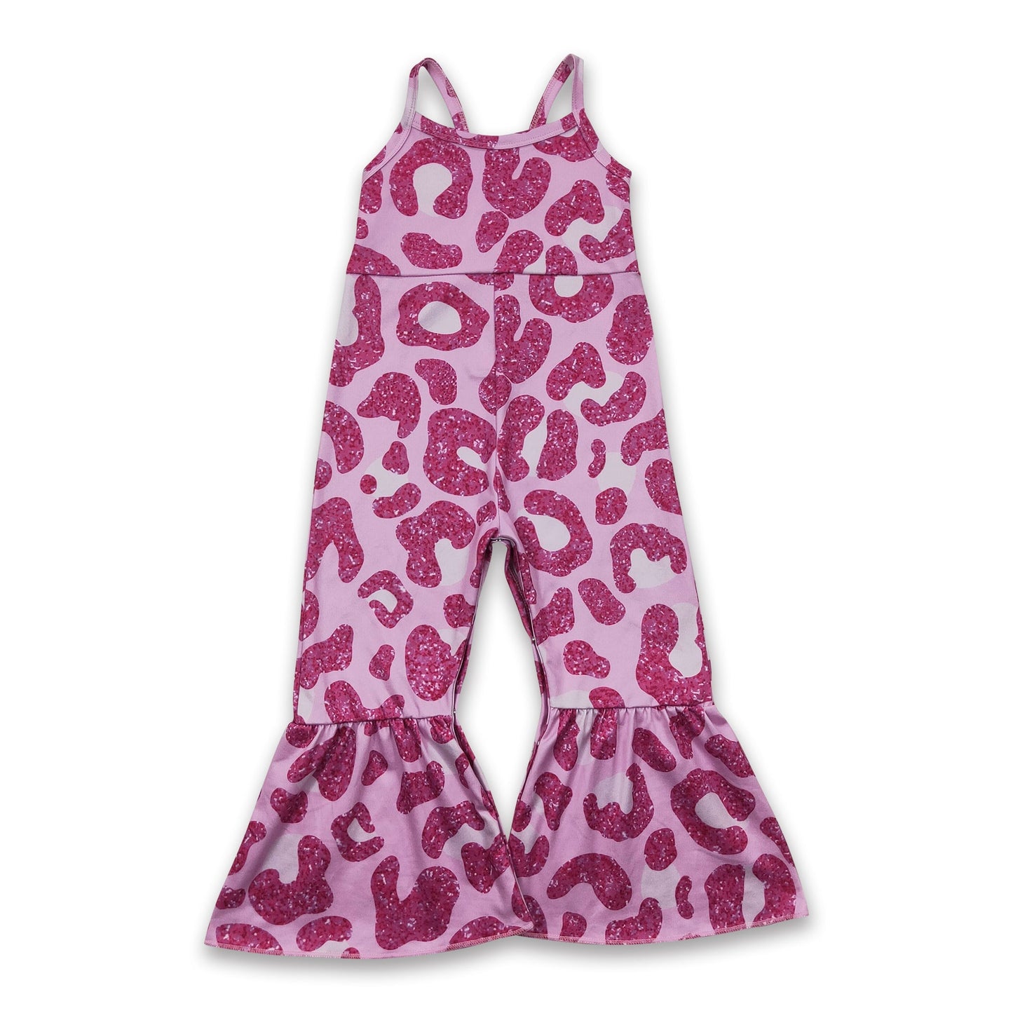 Heißpinker ärmelloser Leoparden-Jumpsuit für Mädchen