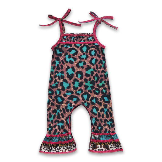 Türkiser Leoparden-Serape-Strampler für Baby-Mädchen, ärmellos