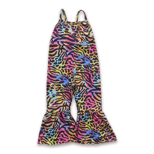 Overall für Mädchen mit buntem Tigerprint und ärmellosem Design