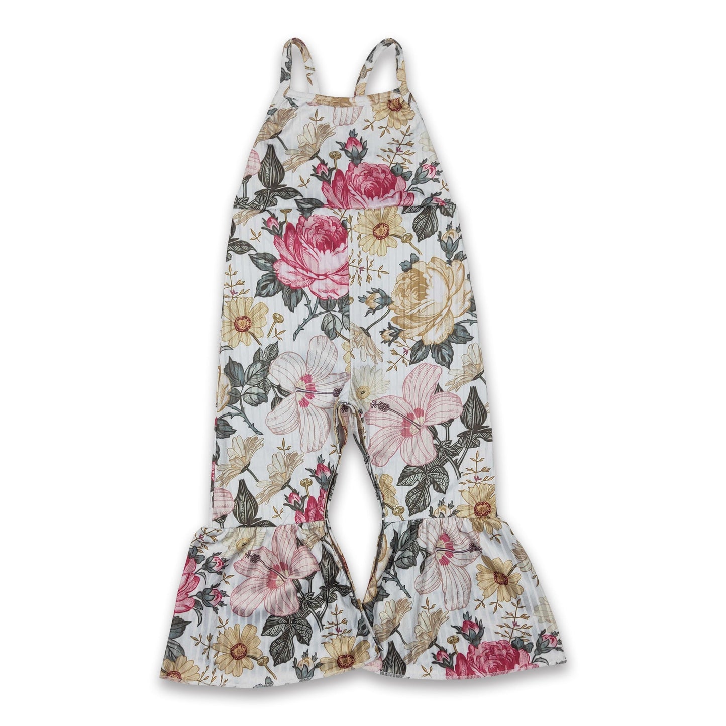 Ärmelloser Overall für Baby-Mädchen mit Blumenmuster und Schlaghosen