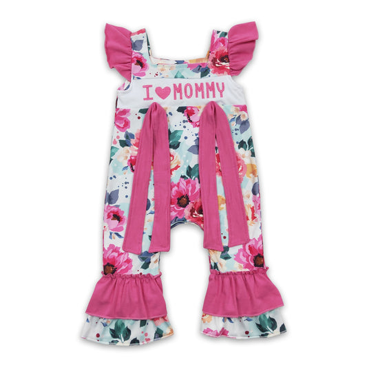 Ich liebe Mama geblümten Baby-Mädchen Strampler zum Muttertag