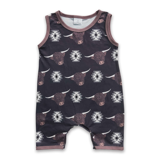 Hochlandrind Azteken ärmelloser Baby Western Strampler