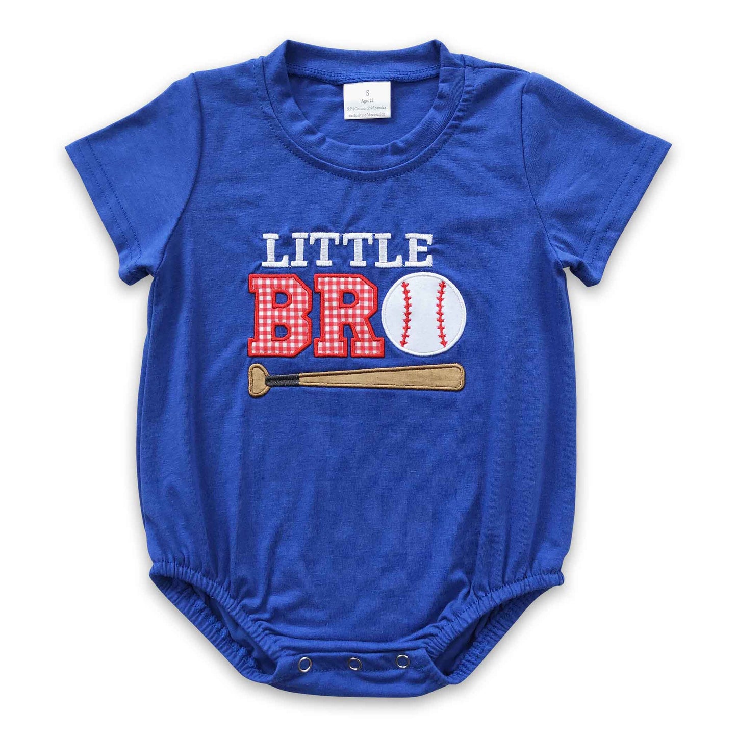 Bestickter Baby-Strampler für Jungen mit Baseball-Motiv und der Aufschrift "Little Brother"
