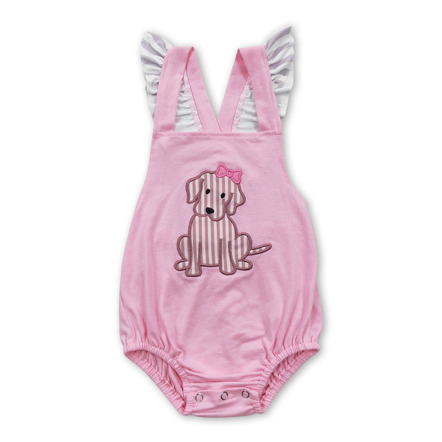 Rosa Hund niedlicher Baby-Mädchen-Sommerstrampler