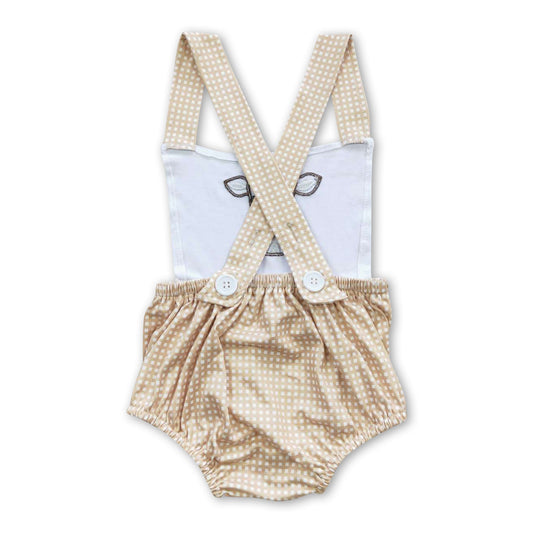 Cow embroidery plaid bubble baby boy romper
