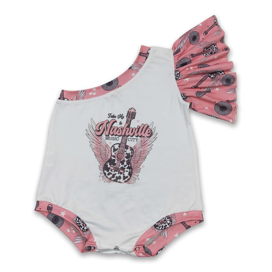 Gitarrenmusik Stadt ein Schulter Baby Mädchen Strampler