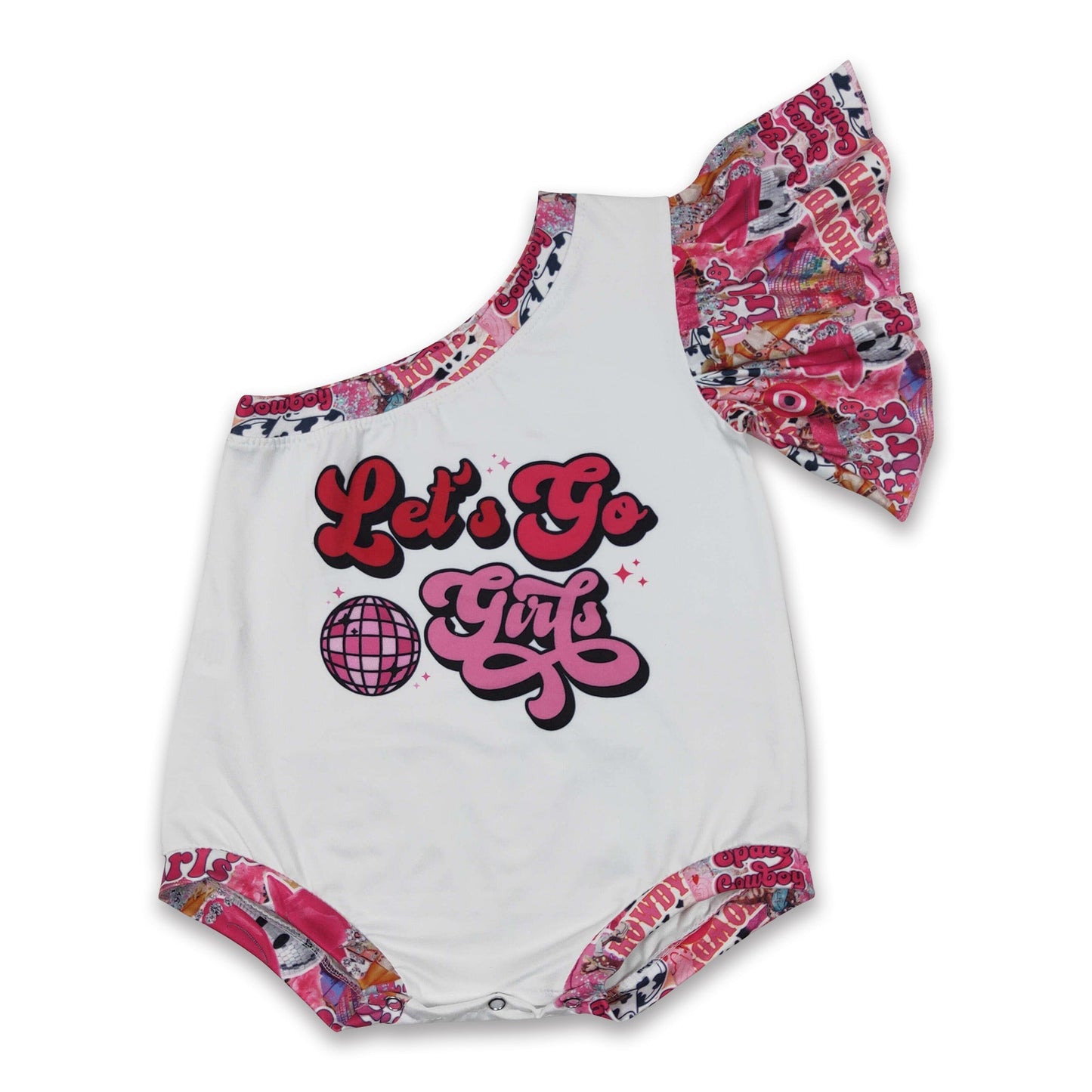 Los geht's, Howdy One-Shoulder-Strampler für Baby-Mädchen