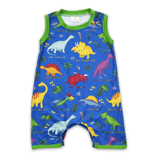 Grüner ärmelloser Baby-Strampler für Jungen mit Dinosaurier-Motiv
