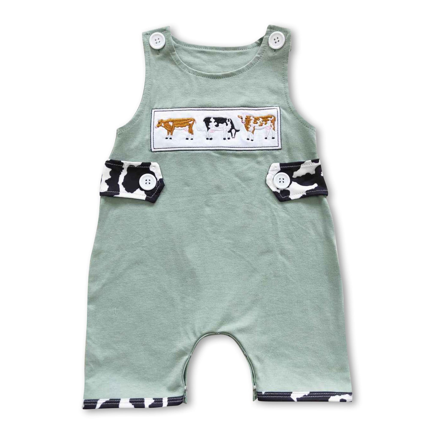 Kurzärmeliger Baby-Strampler mit Kuhflecken für Jungen