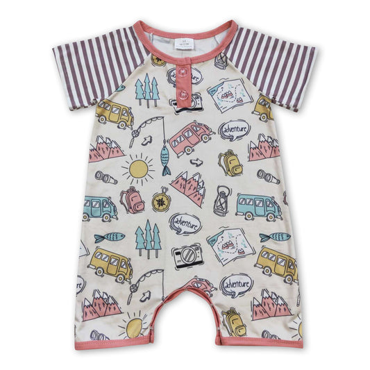 Strampler für Babys/Kinder mit Streifen, kurzen Ärmeln, zum Angeln/Campen