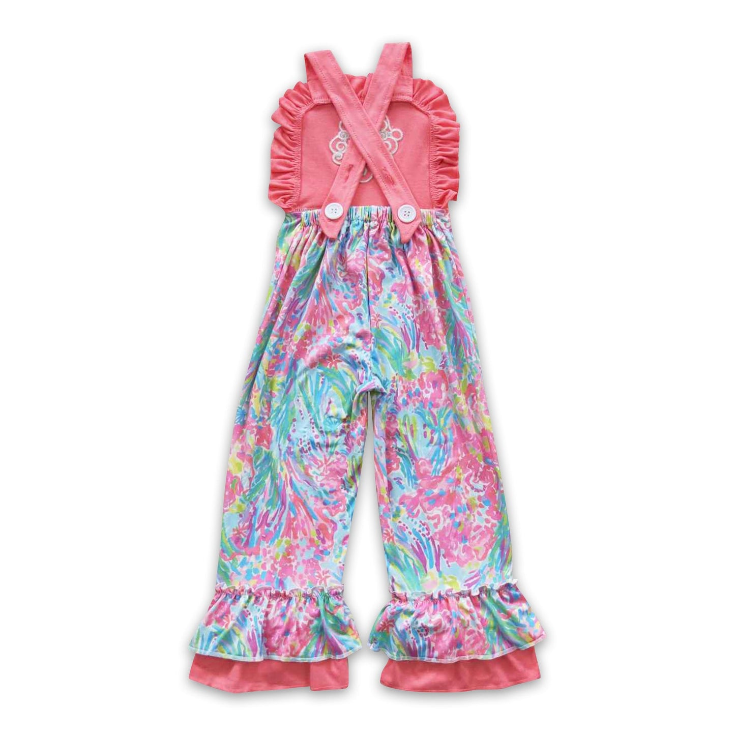 Pinke Batik-Latzhose für Kinder und Mädchen mit Weihnachtsmotiv