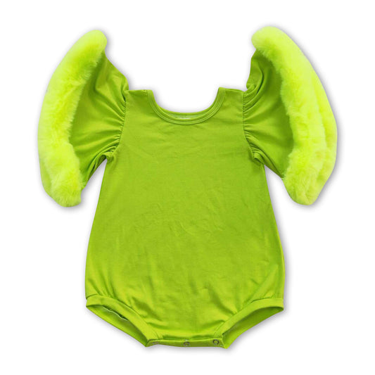 Grüner Strampler für Baby-Mädchen mit Schlagärmeln und Weihnachts-Motiv