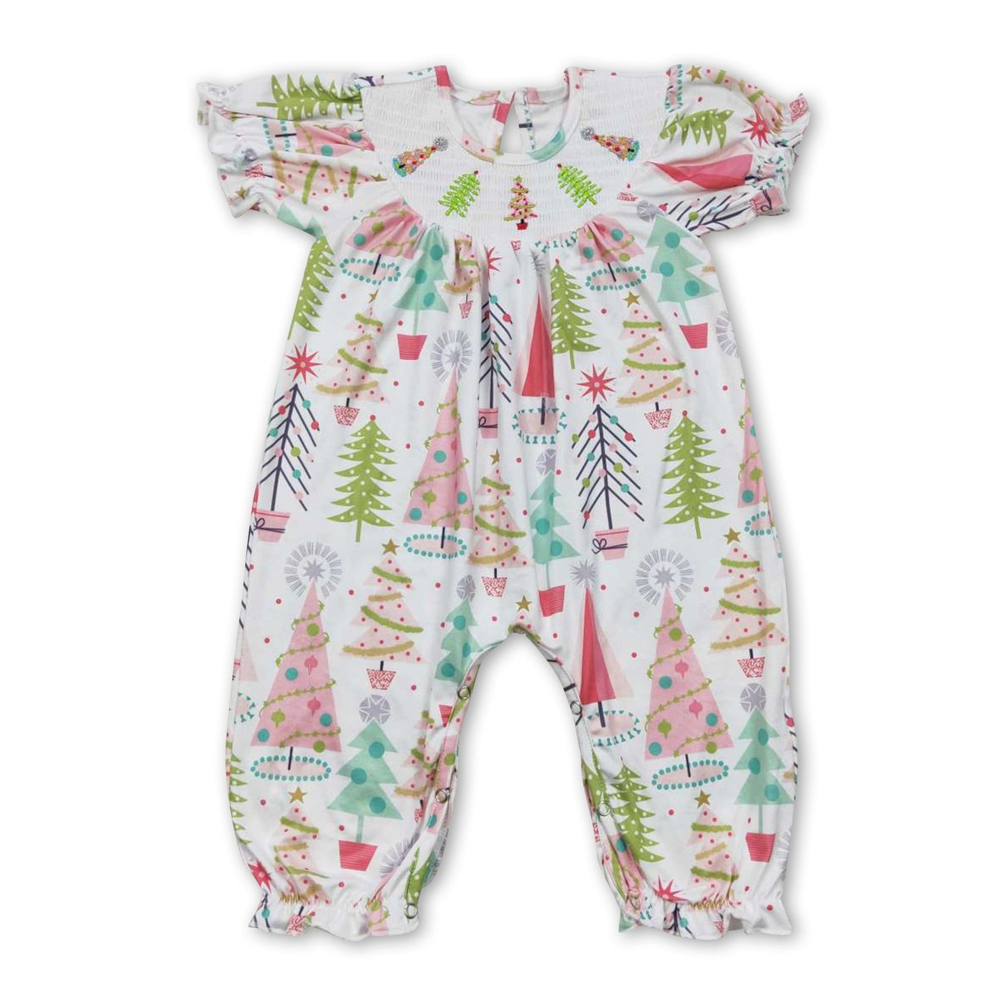 Kurzarm Weihnachtsbaum Baby Mädchen Strampler