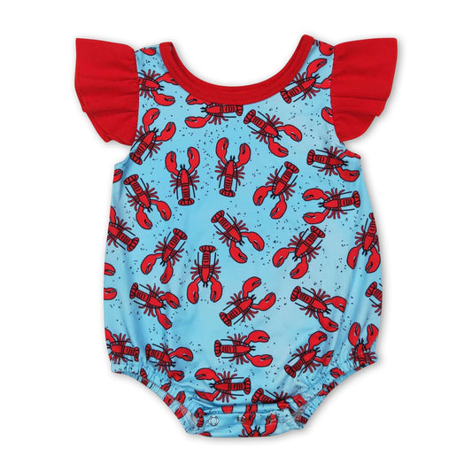 Strampler für Baby-Mädchen mit Krabben-Motiv und Rüschenärmeln