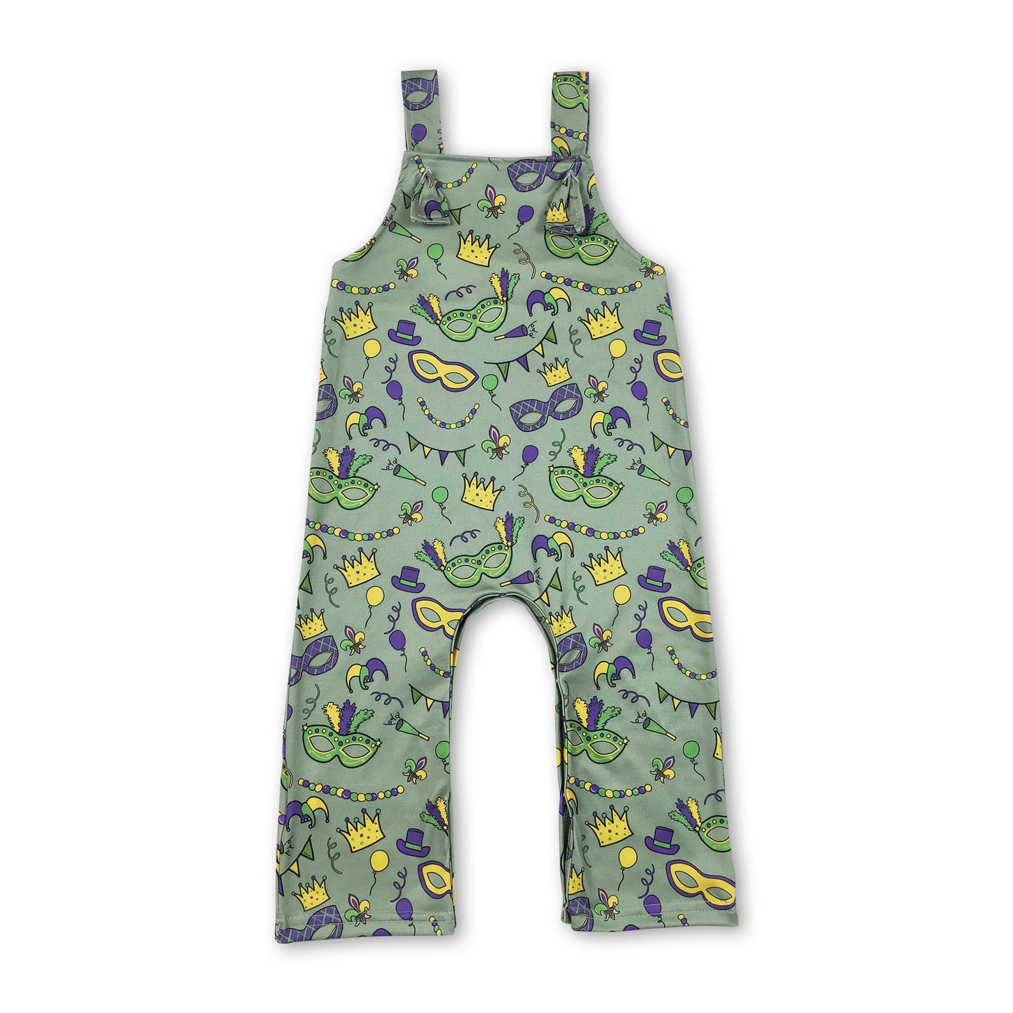 Ärmelloser grün-lila Ballon-Baby-Jungen-Mardi-Gras-Strampler