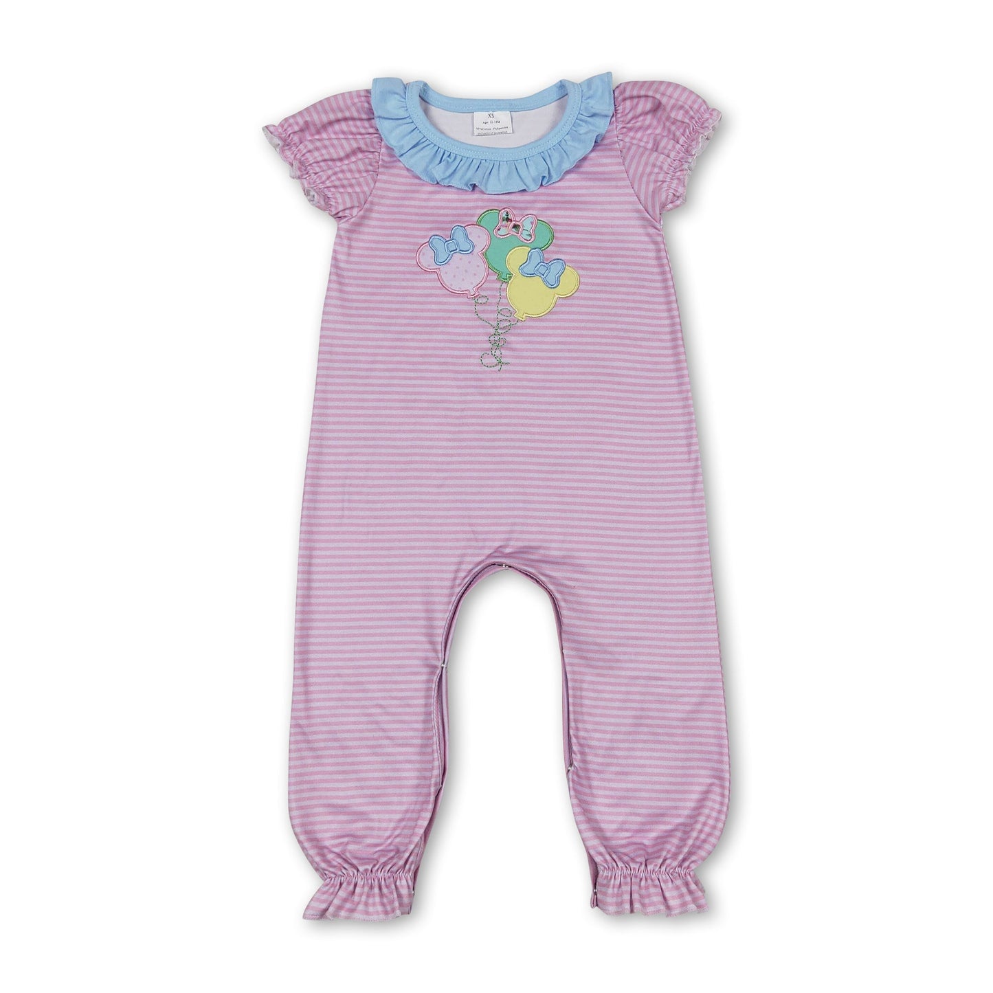 Rosa gestreifter Maus-Ballon-Strampler für Baby-Mädchen